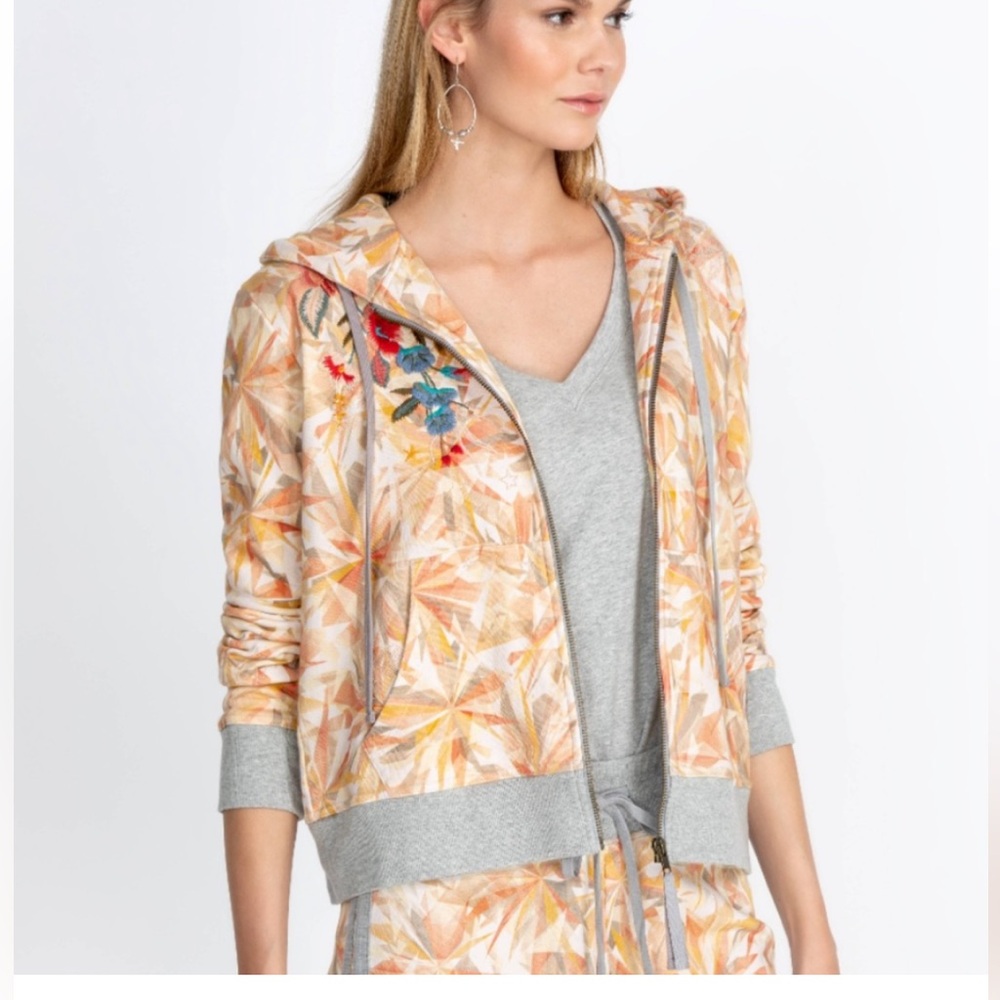 Johnny Was Kaleidoscope Sorbet Modern Zip Up Hoodie M NWT - Picture 5 of 9